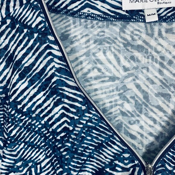 v- neck zipper collar 3/4 sleeve t-shirt top  blouse size med Marie Claire - Picture 8 of 16